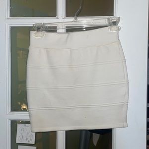 White knit mini skirt.